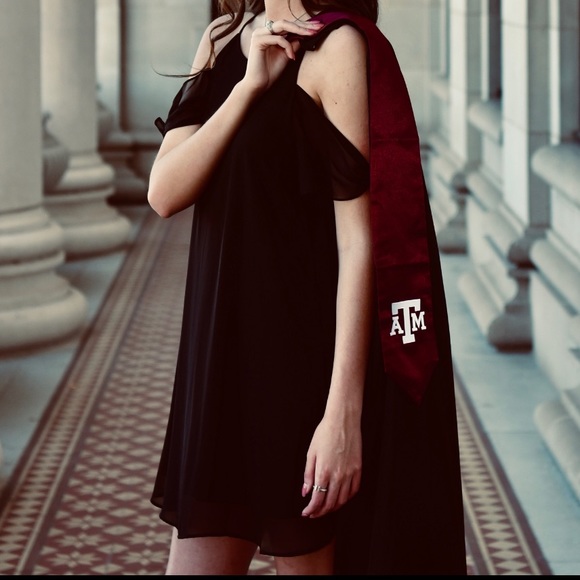 Soprano Dresses & Skirts - Soprano Flowy Black Spaghetti Strap Dress with Tied Off the Shoulder Detail